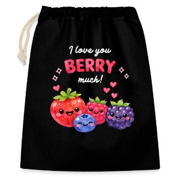 Je t’aime beaucoup de baies de kawaï couple amoureux - Sac cadeau 40 x 50 cm - noir - Devant