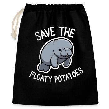 Cute Manatee Save the Floaty Potatoes  - Gift Bag 40 x 50 cm - black - Front