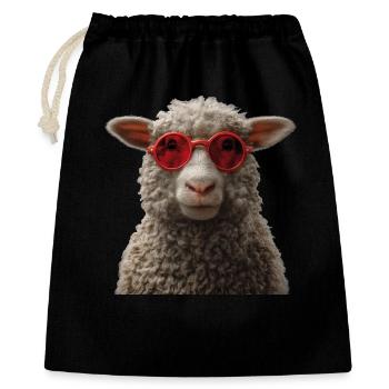 Schaf mit Sonnebrille - Geschenkbeutel aus Baumwolle (40 x 50 cm) - Schwarz - Vorne