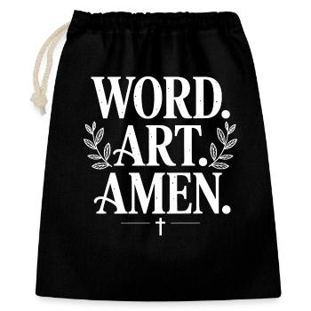 Wortkunst Amen Grafik-T-Shirt - Geschenkbeutel aus Baumwolle (40 x 50 cm) - Schwarz - Vorne