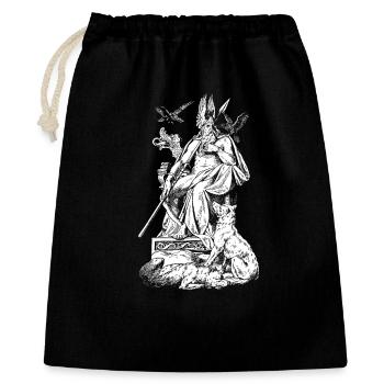 Odin sur le trône avec des lances, des corbeaux et des loups - Sac cadeau 40 x 50 cm - noir - Devant