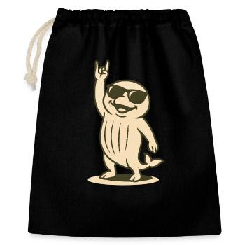 Rocker-Walbaby - Geschenkbeutel aus Baumwolle (40 x 50 cm) - Schwarz - Vorne