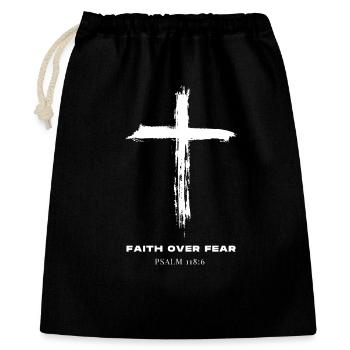 Faith over fear - Psalm 118:6 - Cross - Christian - Gift Bag 40 x 50 cm - black - Front