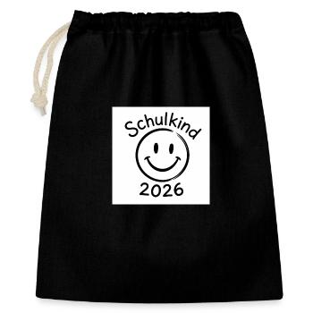 Schulkind 2026 Smileydesign - Geschenkbeutel aus Baumwolle (40 x 50 cm) - Schwarz - Vorne