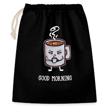 Kaffeeliebhaber Frühstück Kaffee Trinken Spruch - Geschenkbeutel aus Baumwolle (40 x 50 cm) - Schwarz - Vorne
