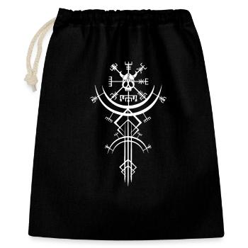 Weißer Totenkopf und Wikinger-Kompass - Geschenkbeutel aus Baumwolle (40 x 50 cm) - Schwarz - Vorne