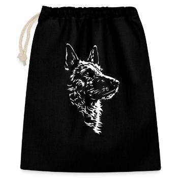 Belgian Laekenois Silhouette Hunde Hund Wilsigns - Geschenkbeutel aus Baumwolle (40 x 50 cm) - Schwarz - Vorne