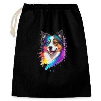 Collie - Geschenkbeutel aus Baumwolle (40 x 50 cm) - Schwarz - Vorne