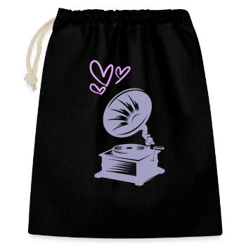 Musik Vintage Grammophon - Geschenkbeutel aus Baumwolle (40 x 50 cm) - Schwarz - Vorne