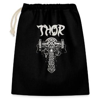 Thors Hammer Knotenmuster nordische Mythologie  - Geschenkbeutel aus Baumwolle (40 x 50 cm) - Schwarz - Vorne