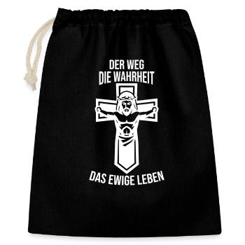 Verset biblique de la Vérité Vie éternelle de la Voie de Jésus. - Sac cadeau 40 x 50 cm - noir - Devant