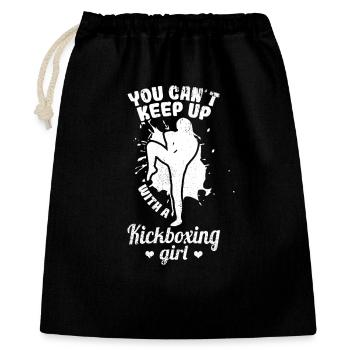 Kickboxen Mädchen - Geschenkbeutel aus Baumwolle (40 x 50 cm) - Schwarz - Vorne