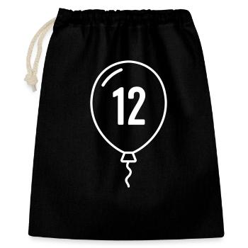 Balloon Number 12 – Birthday & Party Design - Gift Bag 40 x 50 cm - black - Front