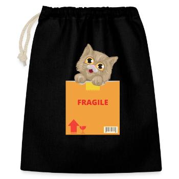 Curious Kitten on Fragile Package - Gift Bag 40 x 50 cm - black - Front