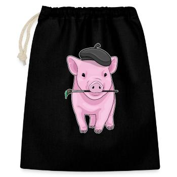 Peintre de cochons au pinceau - Sac cadeau 40 x 50 cm - noir - Devant