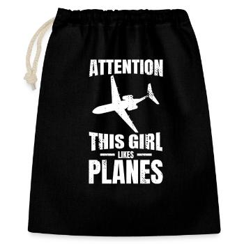 Cette fille aime les avions - Sac cadeau 40 x 50 cm - noir - Devant