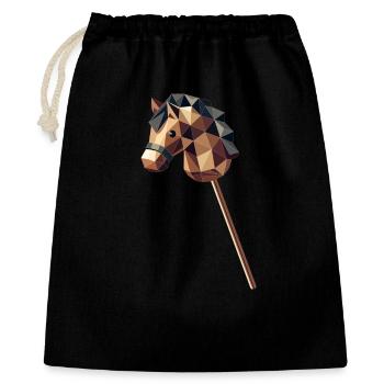 Steckenpferd im Polygon-Stil - Geschenkbeutel aus Baumwolle (40 x 50 cm) - Schwarz - Vorne