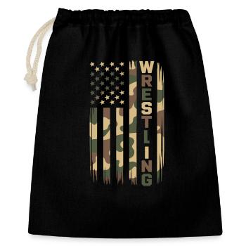 Wrestling USA Flagge Camo Patriot Design - Geschenkbeutel aus Baumwolle (40 x 50 cm) - Schwarz - Vorne
