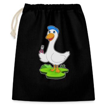 Ente Friseur Schere - Geschenkbeutel aus Baumwolle (40 x 50 cm) - Schwarz - Vorne