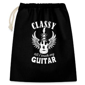 Classy till I touch my Guitar weiss - Geschenkbeutel aus Baumwolle (40 x 50 cm) - Schwarz - Vorne