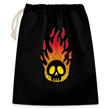 Stilisierter Flammender Schädel - Geschenkbeutel aus Baumwolle (40 x 50 cm) - Schwarz - Vorne