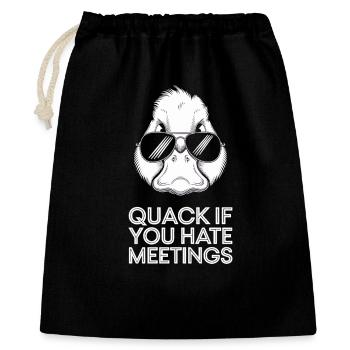 Coin-coin, si tu détestes les réunions, bureau de canard drôle. - Sac cadeau 40 x 50 cm - noir - Devant