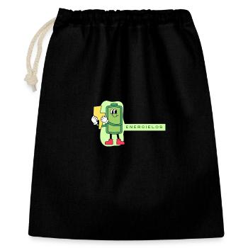 Energielos Akku Cartoon - Geschenkbeutel aus Baumwolle (40 x 50 cm) - Schwarz - Vorne