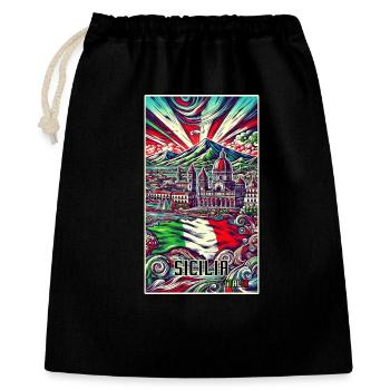 Sizilien Italien Kunst Design - Geschenkbeutel aus Baumwolle (40 x 50 cm) - Schwarz - Vorne