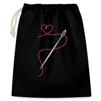 Needle and sewing thread with heart - Gift Bag 40 x 50 cm - black - Front