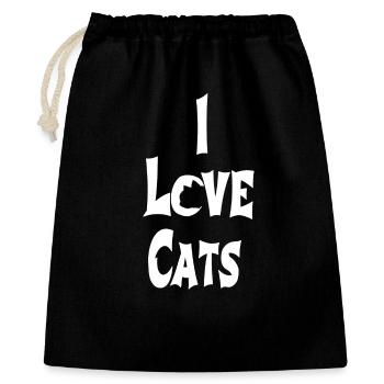 I Love Cats, verschenken, halter - Geschenkbeutel aus Baumwolle (40 x 50 cm) - Schwarz - Vorne