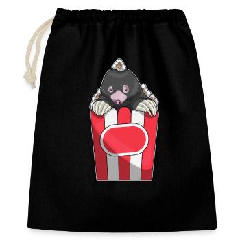 Maulwurf Popcorn - Geschenkbeutel aus Baumwolle (40 x 50 cm) - Schwarz - Vorne