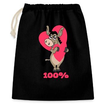 100% Liebe - Geschenkbeutel aus Baumwolle (40 x 50 cm) - Schwarz - Vorne