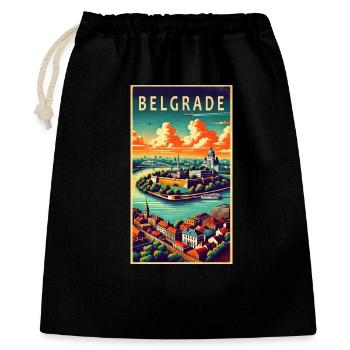 Belgrad Serbien Retro Design - Geschenkbeutel aus Baumwolle (40 x 50 cm) - Schwarz - Vorne