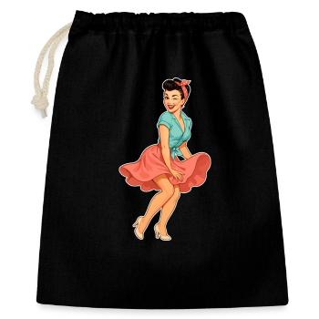 Vintage Rockabella Pin-up Girl – Retro 50s Art - Geschenkbeutel aus Baumwolle (40 x 50 cm) - Schwarz - Vorne