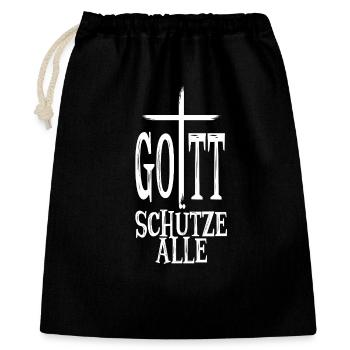 Gott Schütze Alle Kreuz Design - Geschenkbeutel aus Baumwolle (40 x 50 cm) - Schwarz - Vorne