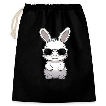 Cooler Hase mit Sonnenbrille - Geschenkbeutel aus Baumwolle (40 x 50 cm) - Schwarz - Vorne