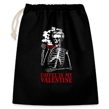Coffee Is My Valentine's Day – Skeleton Coffee for F - Gift Bag 40 x 50 cm - black - Front