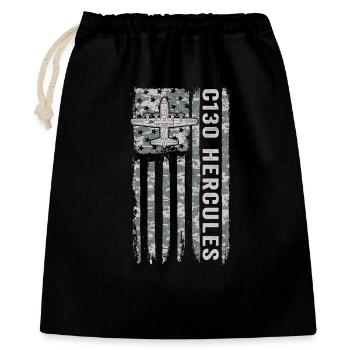 Camouflage militaire du drapeau américain du Hercule C130 - Sac cadeau 40 x 50 cm - noir - Devant