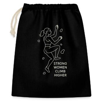 Des femmes fortes grimpent plus haut – Art en ligne grimpeur féminine - Sac cadeau 40 x 50 cm - noir - Devant
