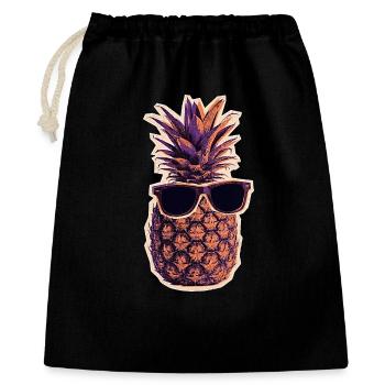 Coole Ananas Mit Sonnenbrille - Geschenkbeutel aus Baumwolle (40 x 50 cm) - Schwarz - Vorne