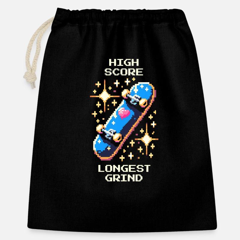 High Score Longest Grind | Skateboarding - Geschenkbeutel aus Baumwolle (40 x 50 cm) - Schwarz