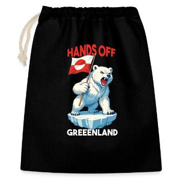 Hands Off Greenland - Geschenkbeutel aus Baumwolle (40 x 50 cm) - Schwarz - Vorne