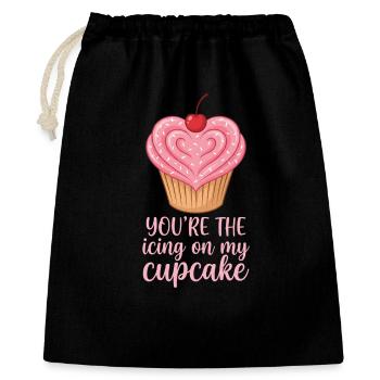 Du bist das Sahnehäubchen auf meinem süßen Cupcake-Dessert Liebe - Geschenkbeutel aus Baumwolle (40 x 50 cm) - Schwarz - Vorne