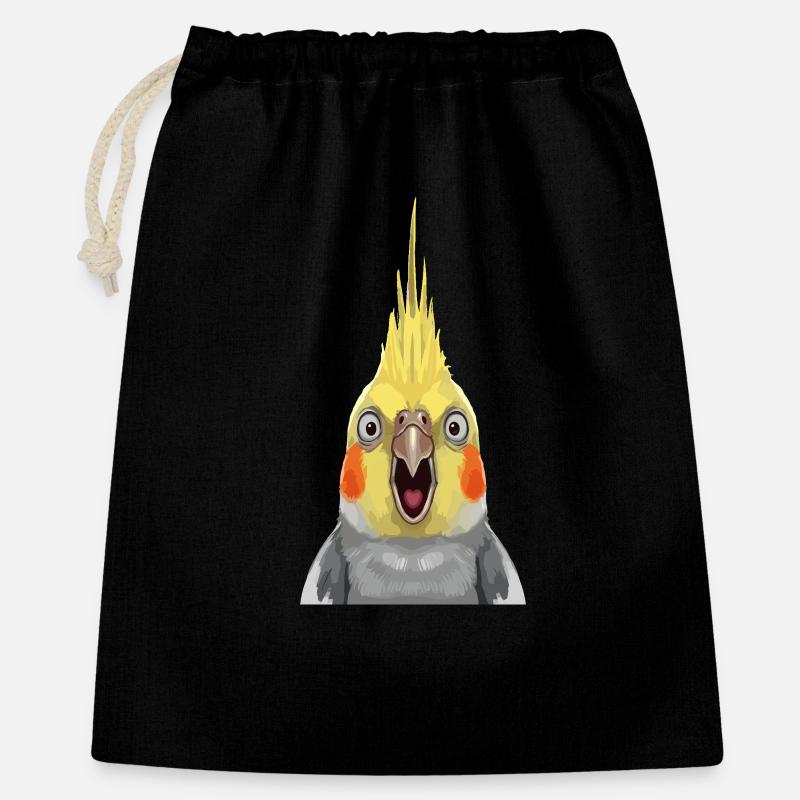 Estampe pop expressive de calopsitte - Sac cadeau 40 x 50 cm - noir