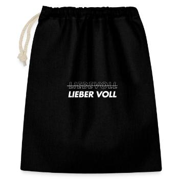 Liebevoll. Lieber voll - Geschenkbeutel aus Baumwolle (40 x 50 cm) - Schwarz - Vorne