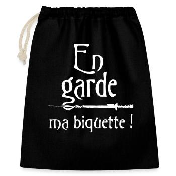 En garde, ma biquette ! Citation série humour - Sac cadeau 40 x 50 cm - noir - Devant