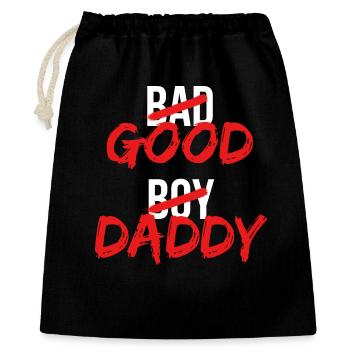 Bad Boy/Good Daddy |lustiges Design für Väter, Väter - Geschenkbeutel aus Baumwolle (40 x 50 cm) - Schwarz - Vorne