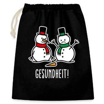 Gesundheit! lustige Schneemann Cartoon Weihnachten - Geschenkbeutel aus Baumwolle (40 x 50 cm) - Schwarz - Vorne