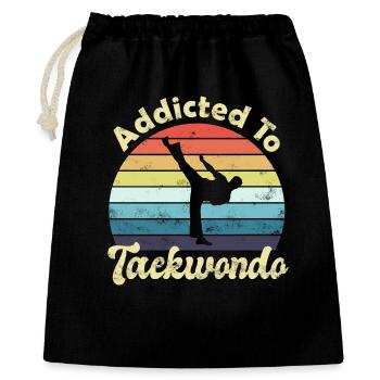 Taekwondo - Geschenkbeutel aus Baumwolle (40 x 50 cm) - Schwarz - Vorne