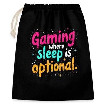 GAMING: WO SCHLAF OPTIONAL IST - Geschenkbeutel aus Baumwolle (40 x 50 cm) - Schwarz - Vorne